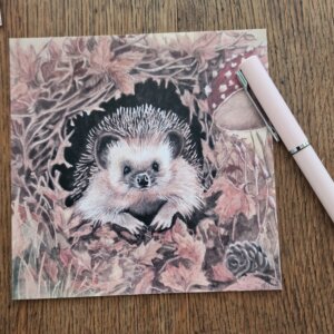 Carte automnale " Herisson curieux"