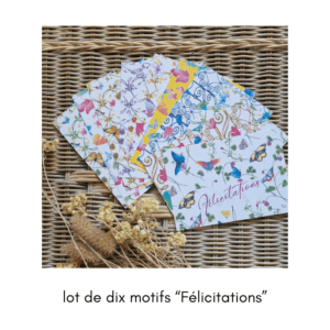 dix cartes de félicitation décorées de motifs papillons